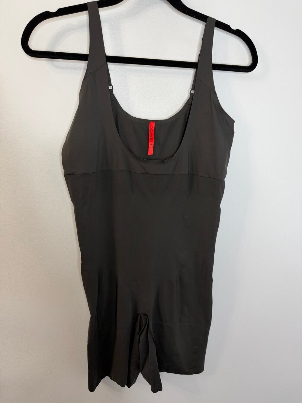 Spanx Black Women's 2X Open-Bust Mid-Thigh Bodysuit Shapewear Soft